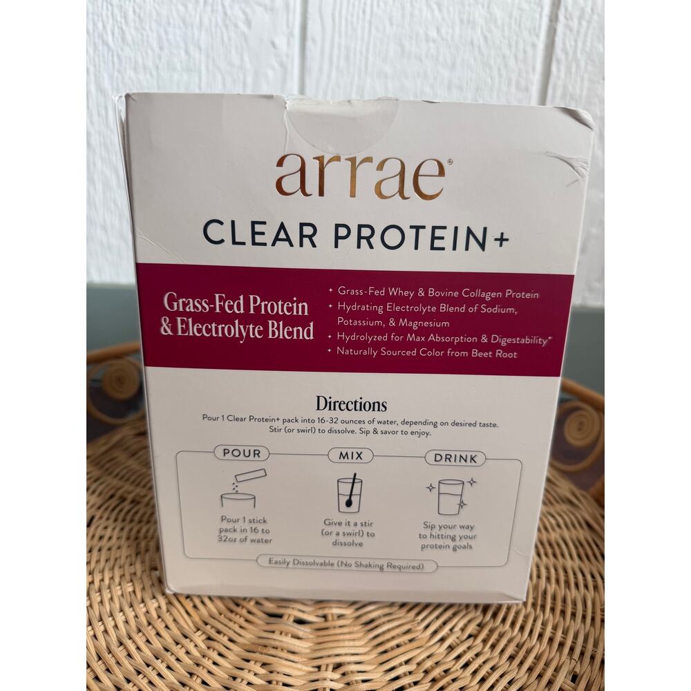 NIB Arrae Clear Protein+ in Raspberry 20 Packets - Picture 3 of 6